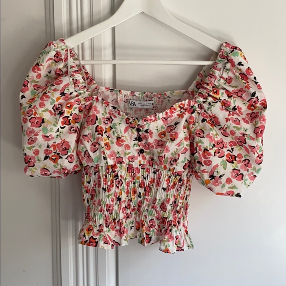 Zara Elastic Trim Print Top - image 3